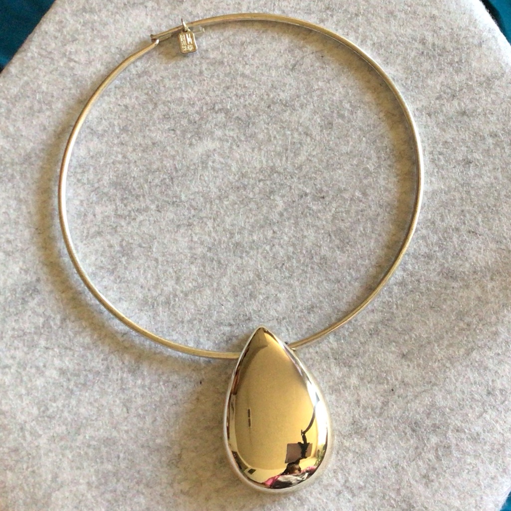 Minimalist Silver Necklace With Teardrop Pendant